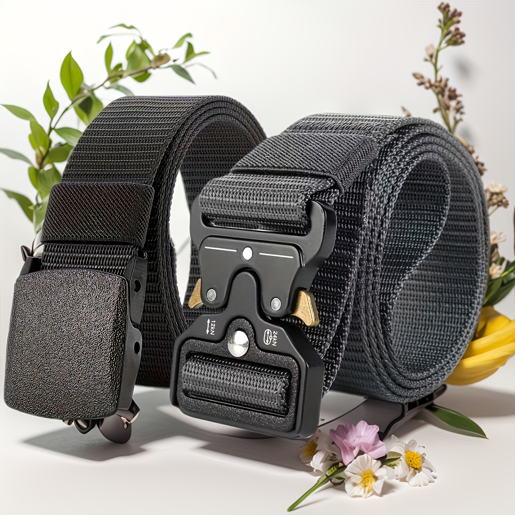 2pcs Tactical Belts with Quick Release Buckles Durable Nylon Stylish & Versatile